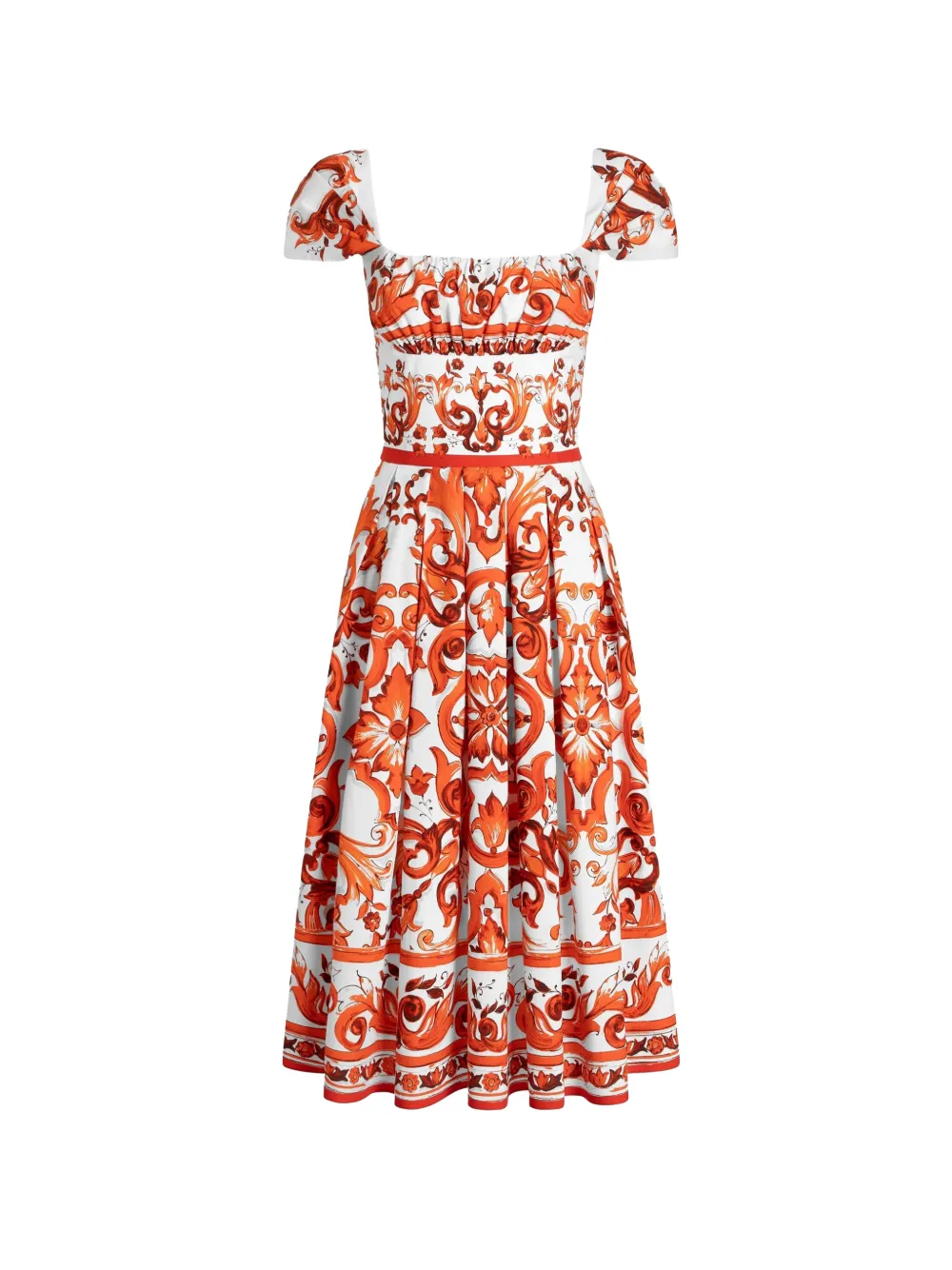 Dolce & Gabbana Majolica-print poplin dress - Orange