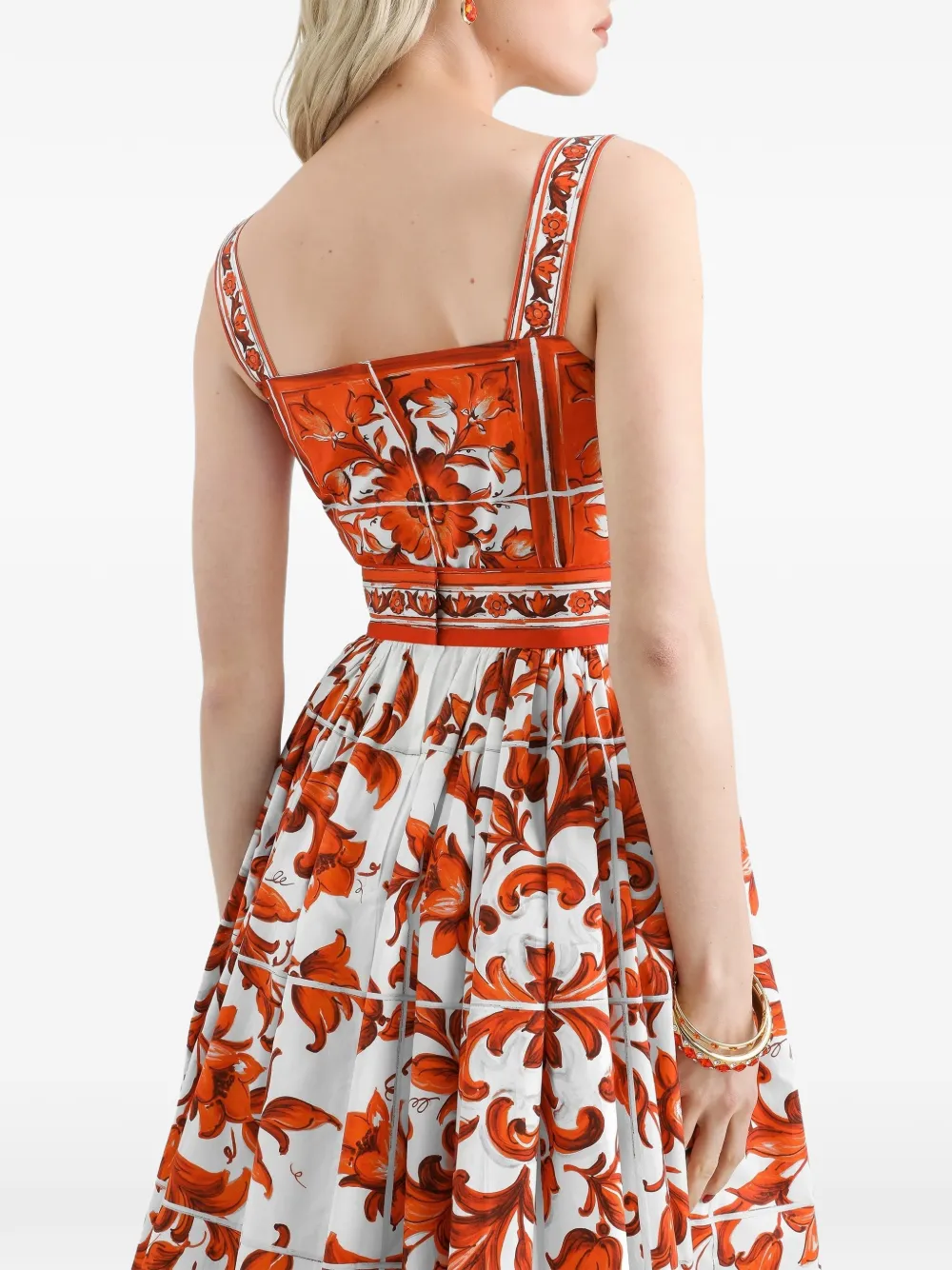 Dolce & Gabbana Popeline jurk met Majolica-print Wit