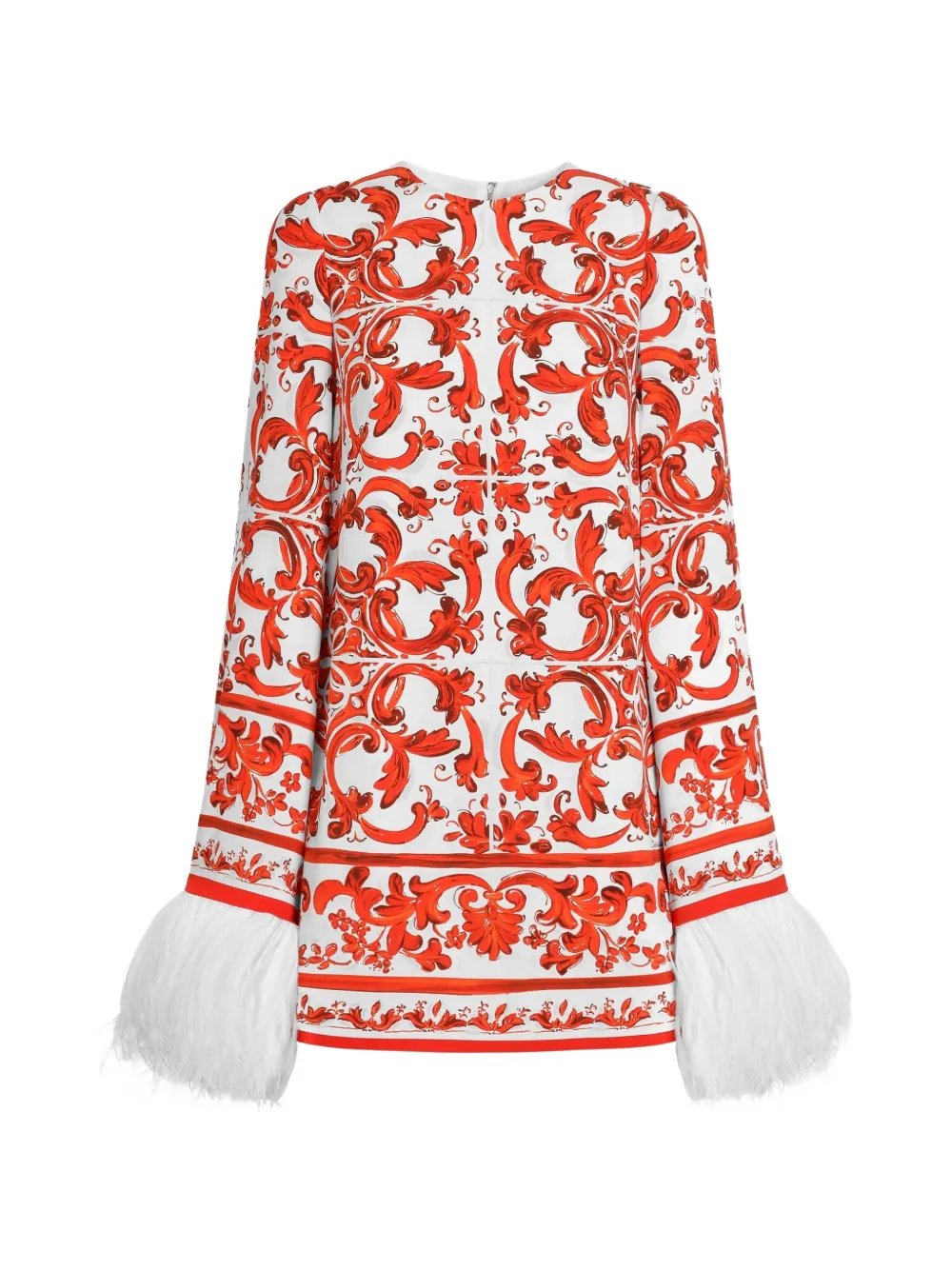 Dolce & Gabbana Abito girocollo con stampa maiolica - Bianco