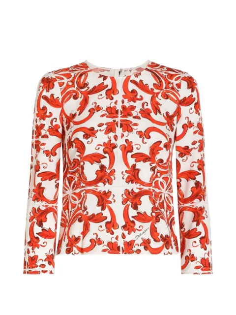 Dolce & Gabbana top ajustado charmeuse con estampado Mayólica
