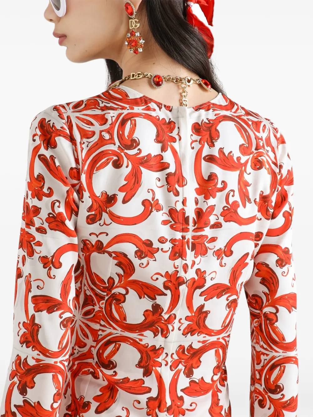 Dolce & Gabbana Charmeuse top met Majolica-print Wit