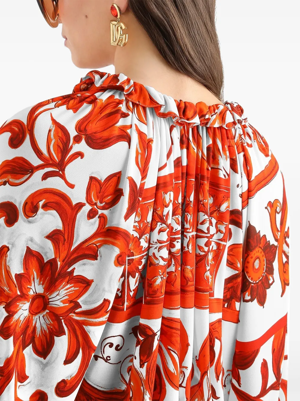 Dolce & Gabbana Organzine top met Majolica-print Wit
