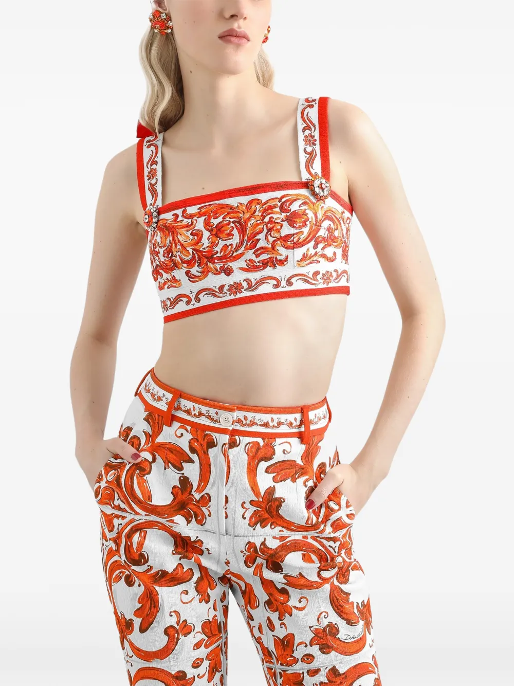 Dolce & Gabbana Top met Majolica-print Wit