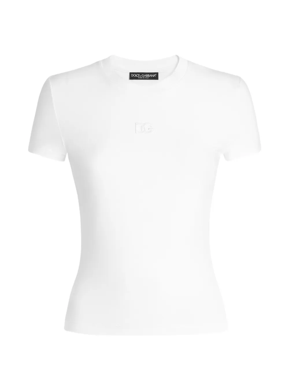 Dolce & Gabbana T-shirt in jersey con ricamo DG: - Bianco