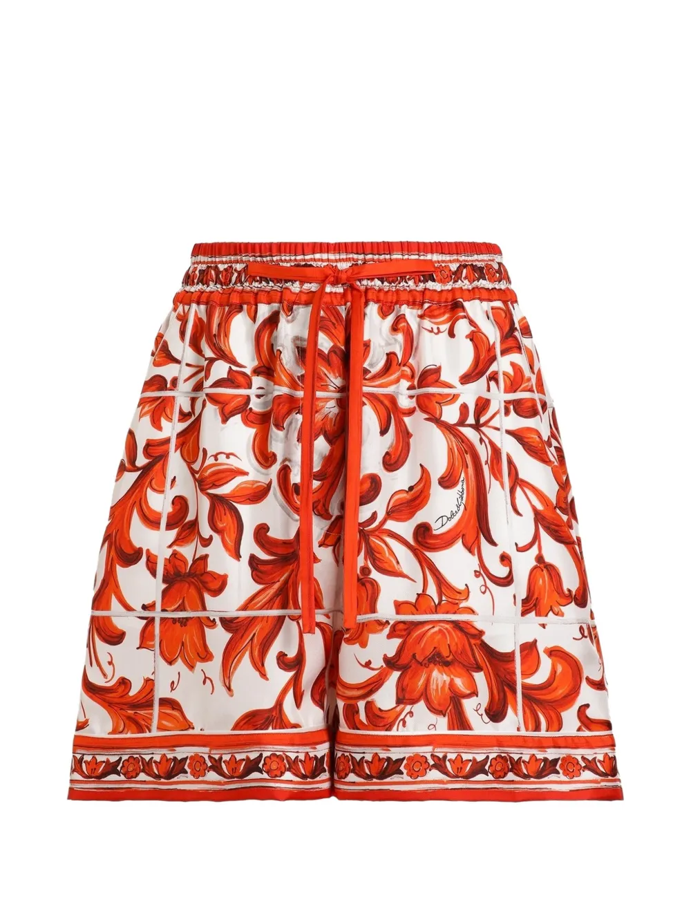 Dolce & Gabbana Shorts in twill con stampa maiolica - Bianco