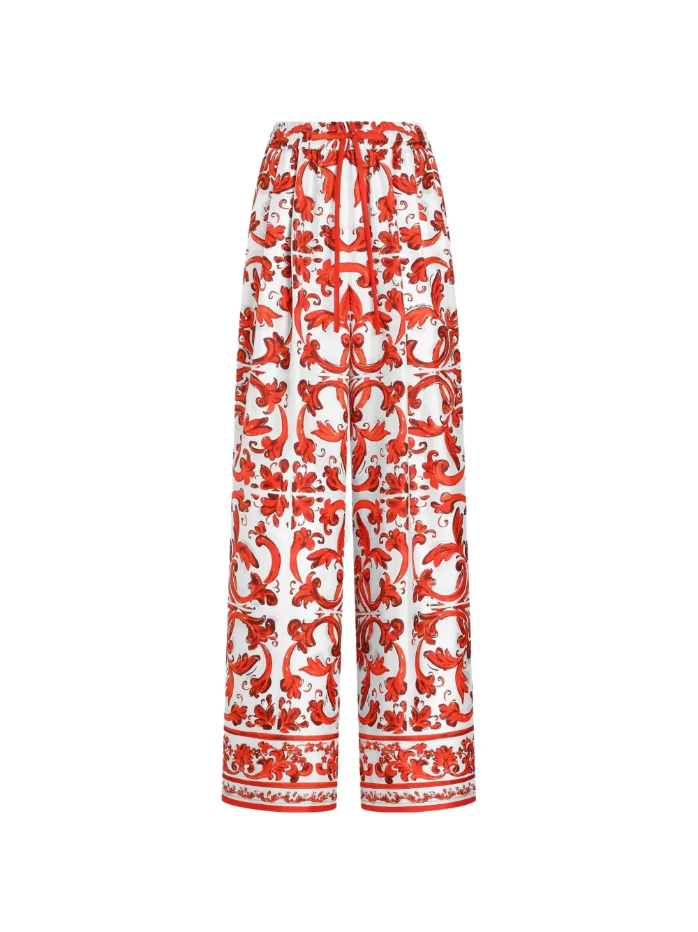 Dolce & Gabbana Majolica-print silk trousers - White