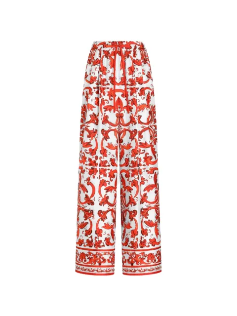 Dolce & Gabbana Zijden broek met Majolica-print
