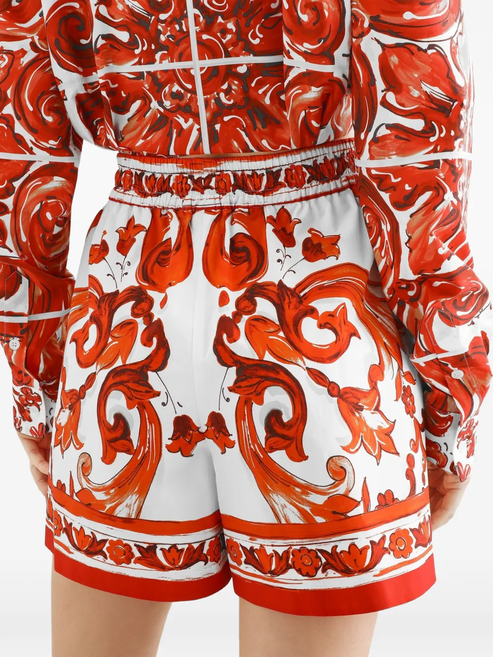 Dolce & Gabbana Popeline shorts met Majolica-print Wit