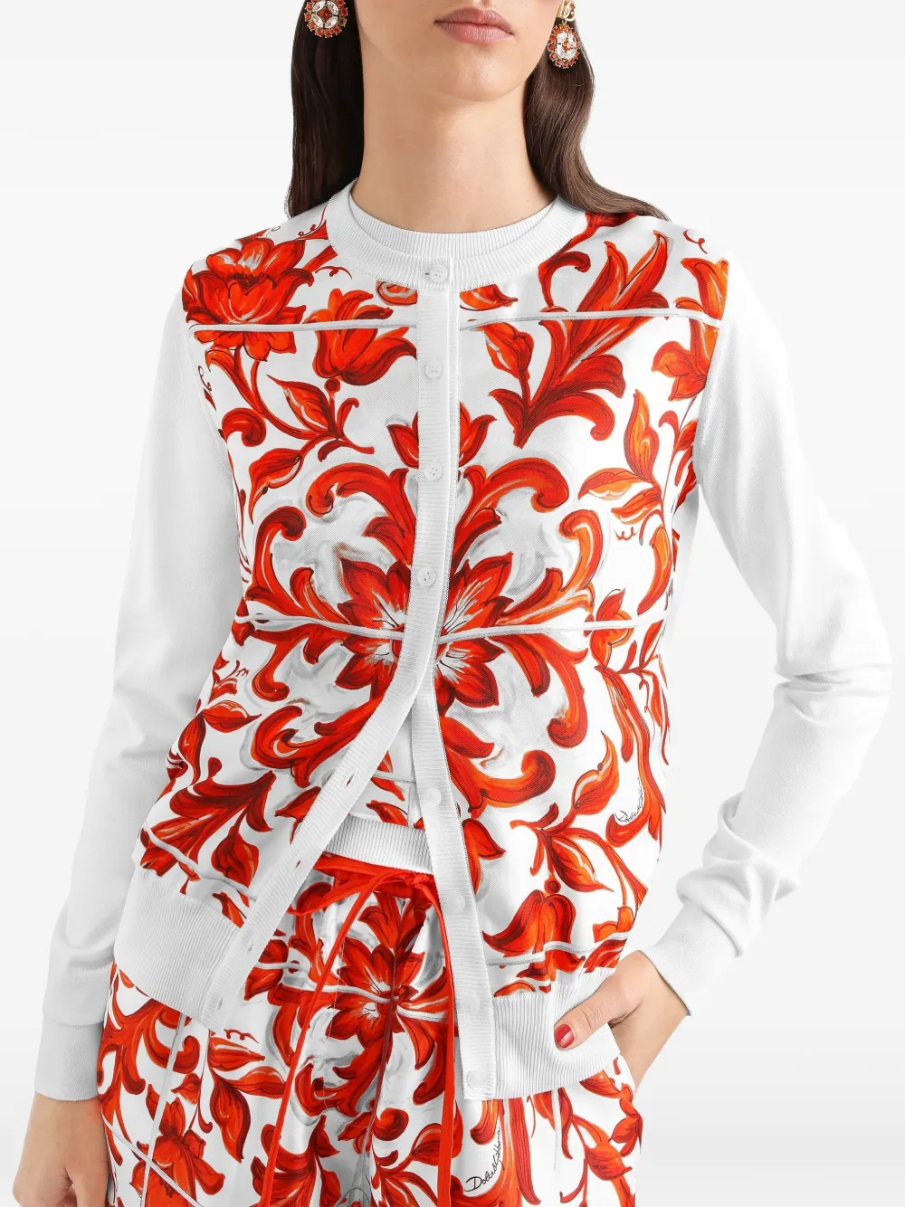 Dolce & Gabbana Vest met Maiolica-print van zijde en twill Wit
