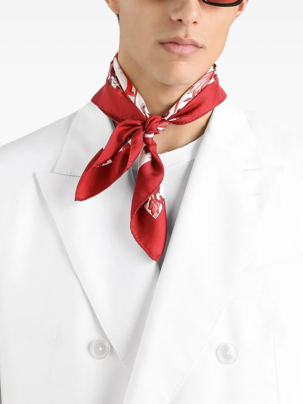 Dolce & Gabbana Sicilia zijden twill jack met dubbele rij knopen Wit