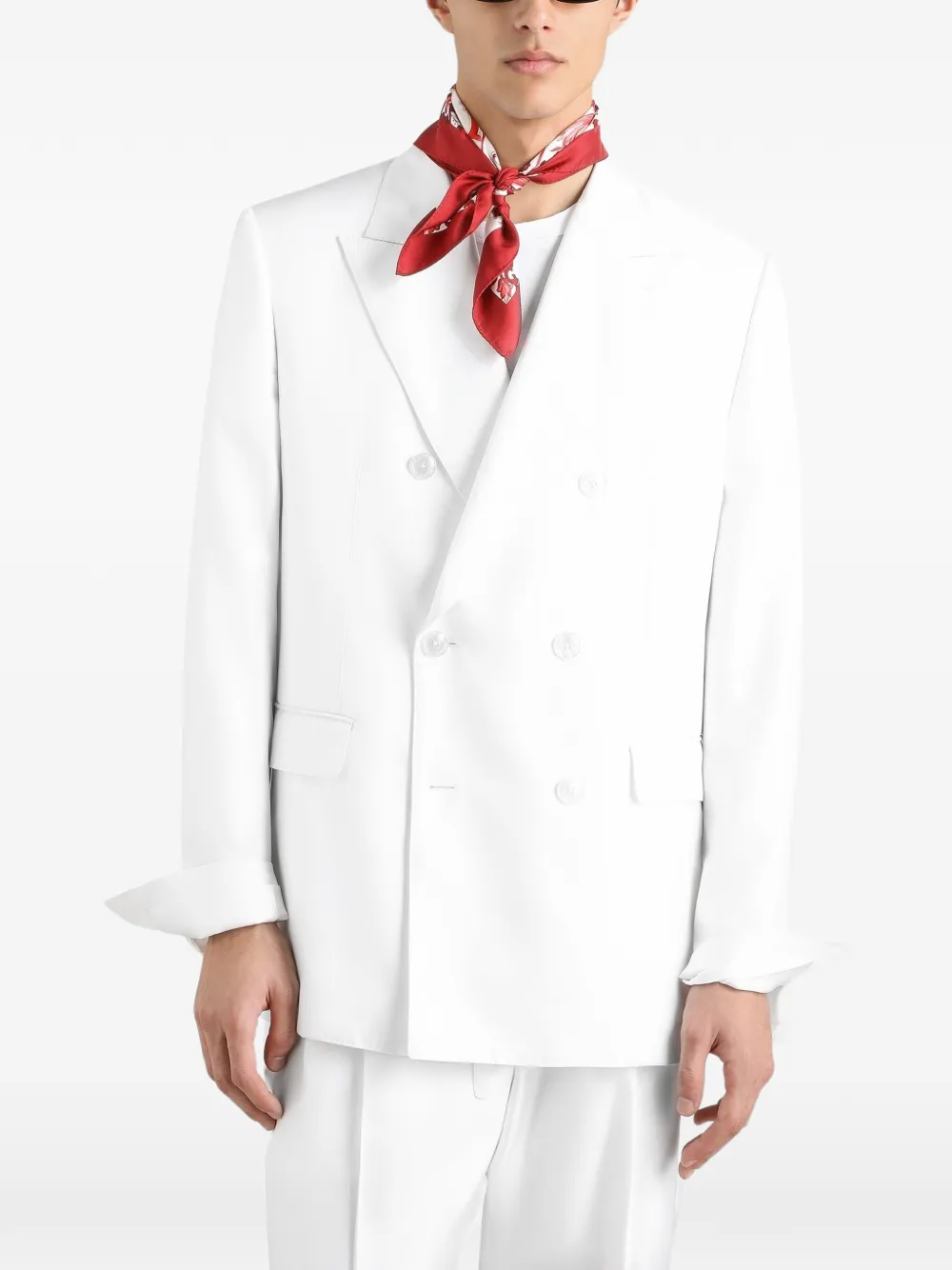Dolce & Gabbana Sicilia zijden twill jack met dubbele rij knopen Wit