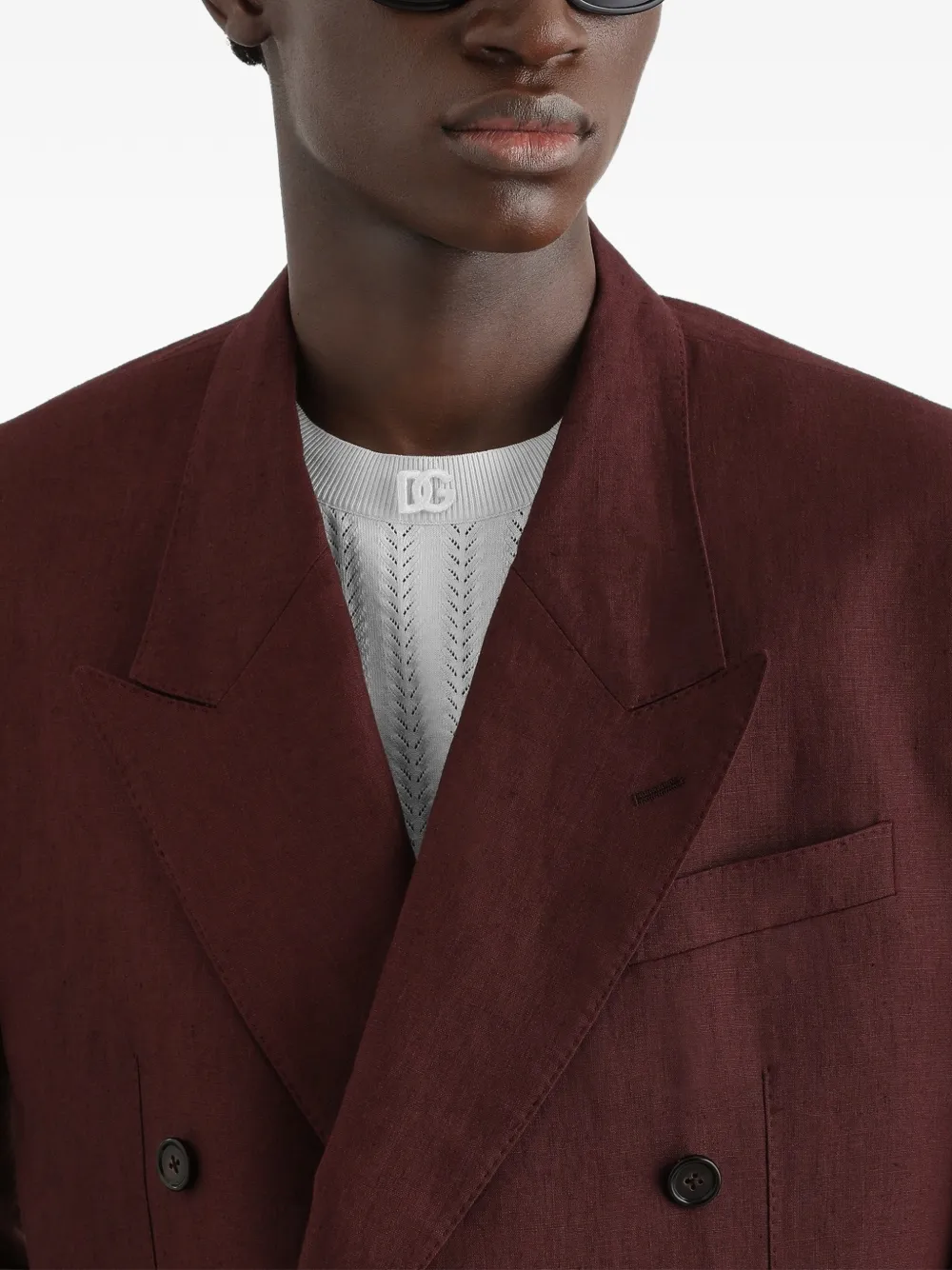 Dolce & Gabbana Sicilia light linnen jack met dubbele rij knopen Bruin