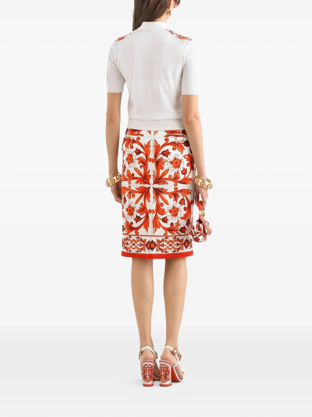 Dolce & Gabbana Zijden pullover met Majolica-print Wit