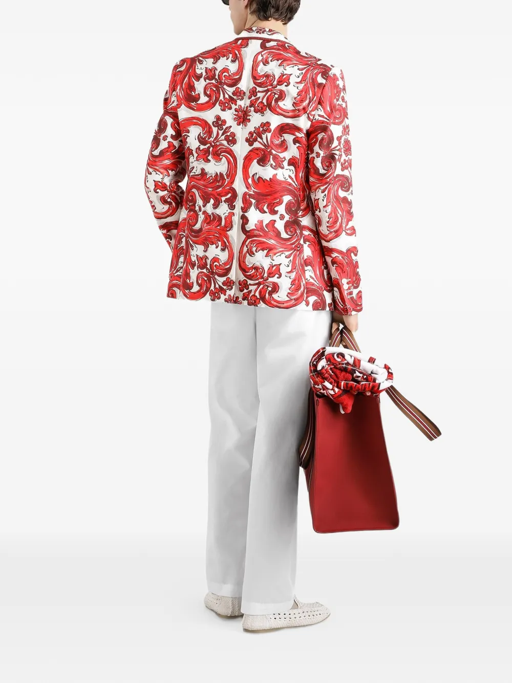 Dolce & Gabbana Sicilia jack met enkele rij knopen en jacquard Wit