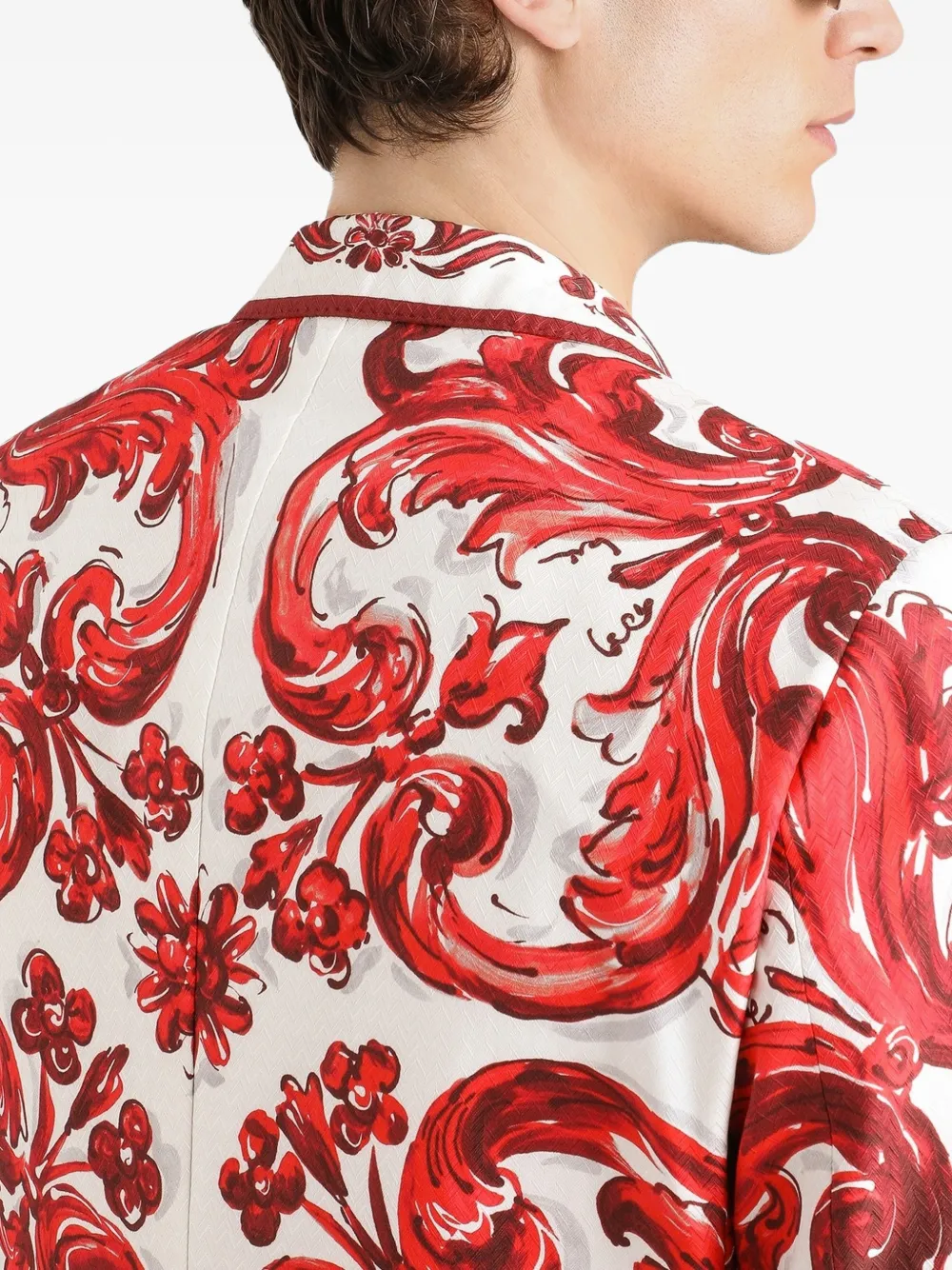 Dolce & Gabbana Sicilia jack met enkele rij knopen en jacquard Wit