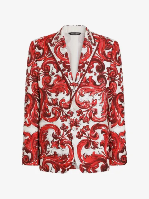 Dolce & Gabbana Sicilia light single-breasted jacket in majolica-print jacquard