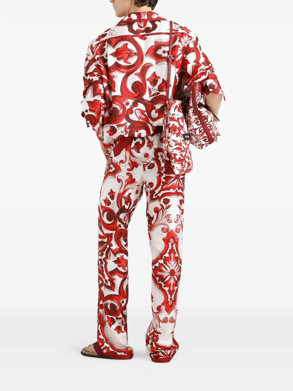 Dolce & Gabbana Twill overhemd met Majolica-print Rood