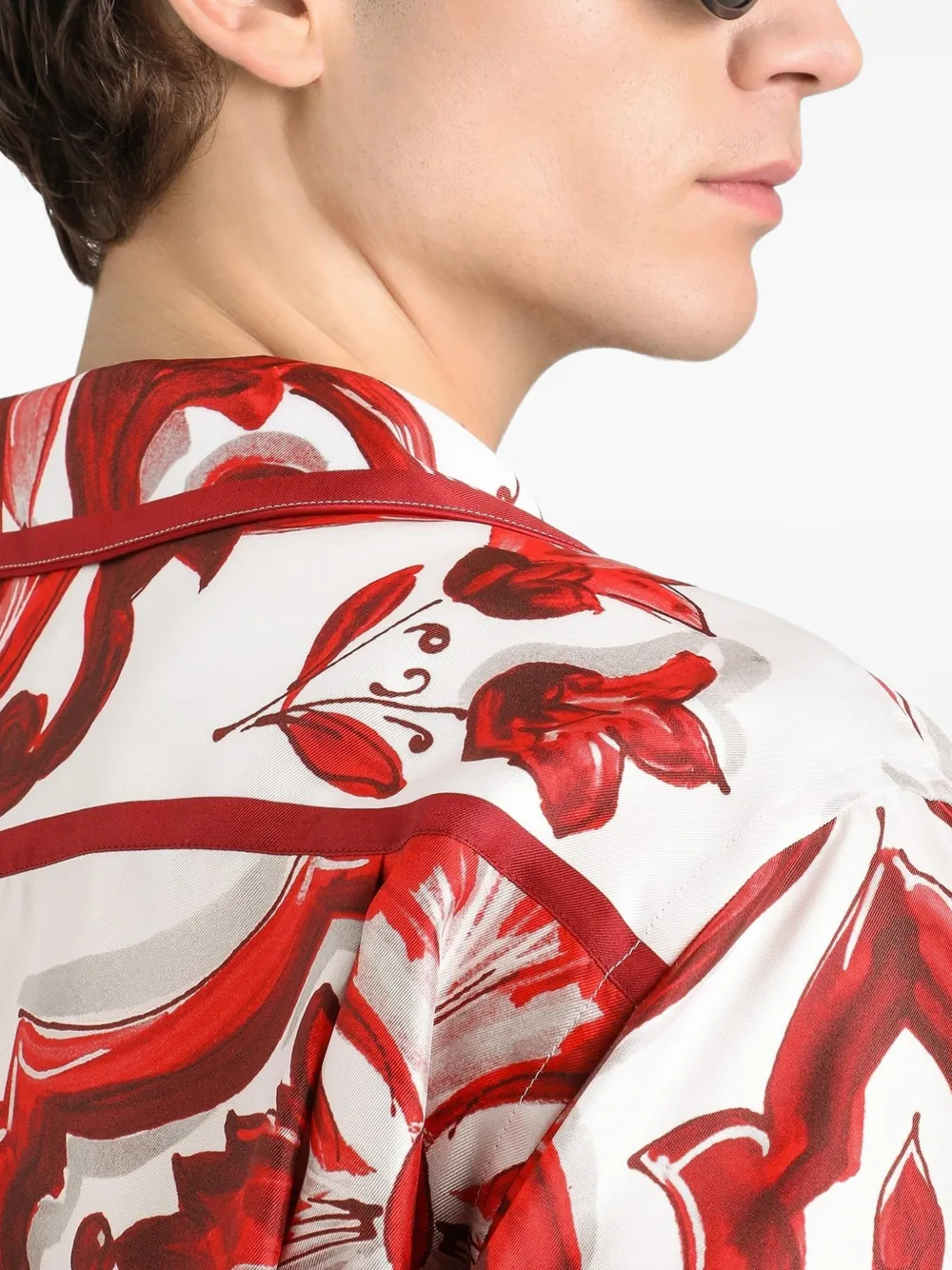 Dolce & Gabbana Twill overhemd met Majolica-print Rood