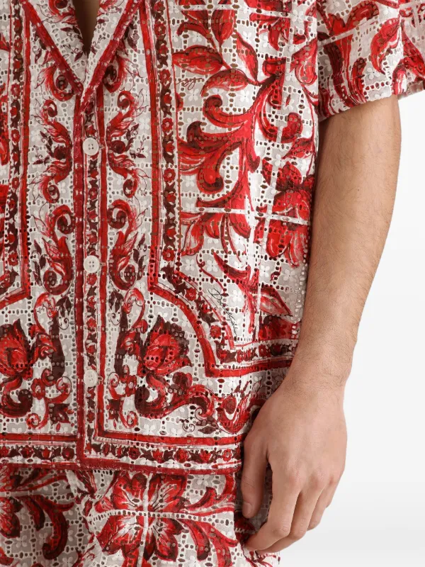 Dolce & Gabbana Vanity Shirt In Majolica-print Broderie Anglaise