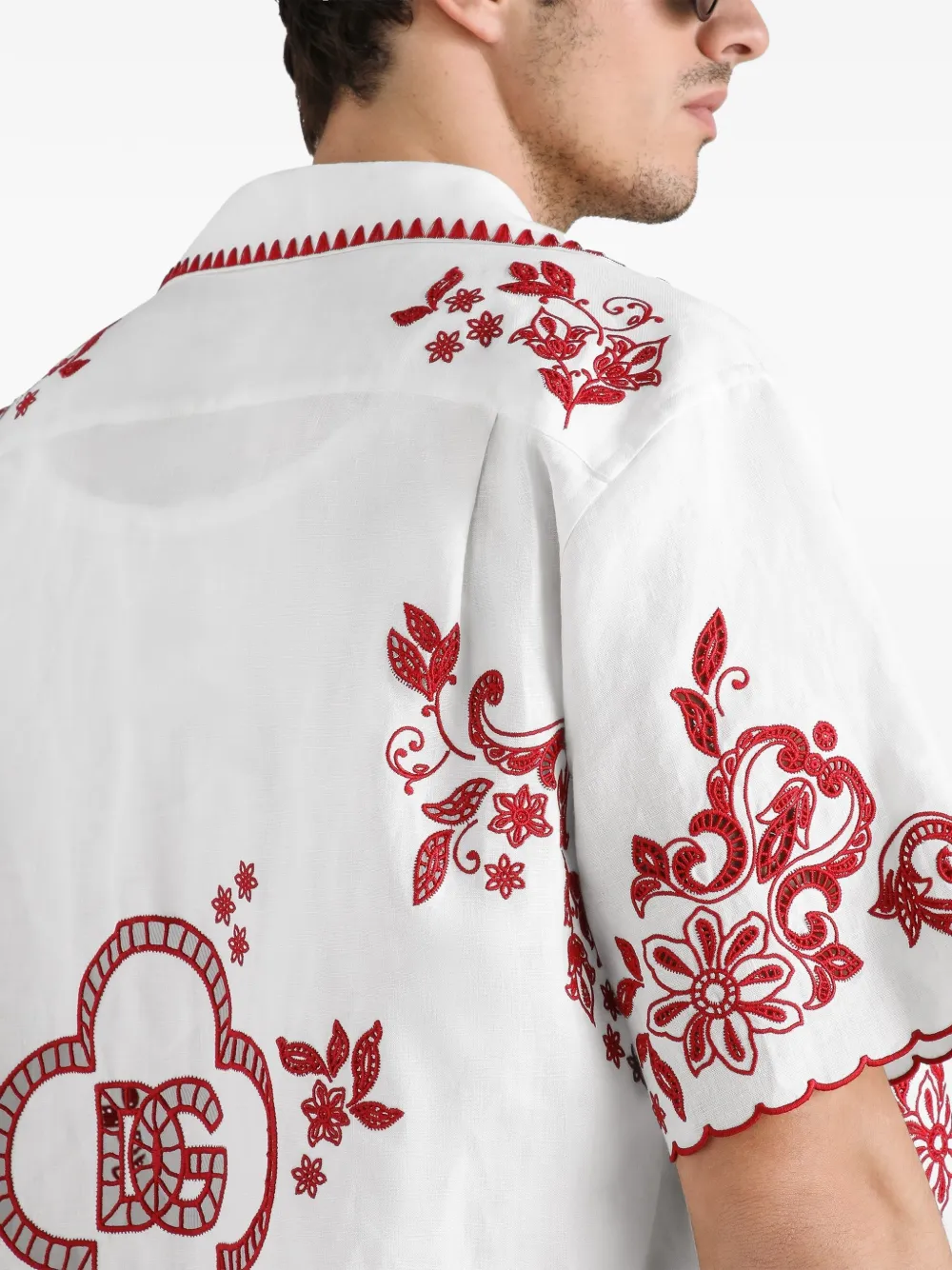 Dolce & Gabbana Linnen overhemd met uitgesneden details Wit