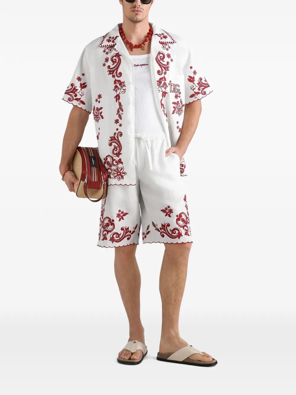 Dolce & Gabbana Linnen overhemd met uitgesneden details Wit