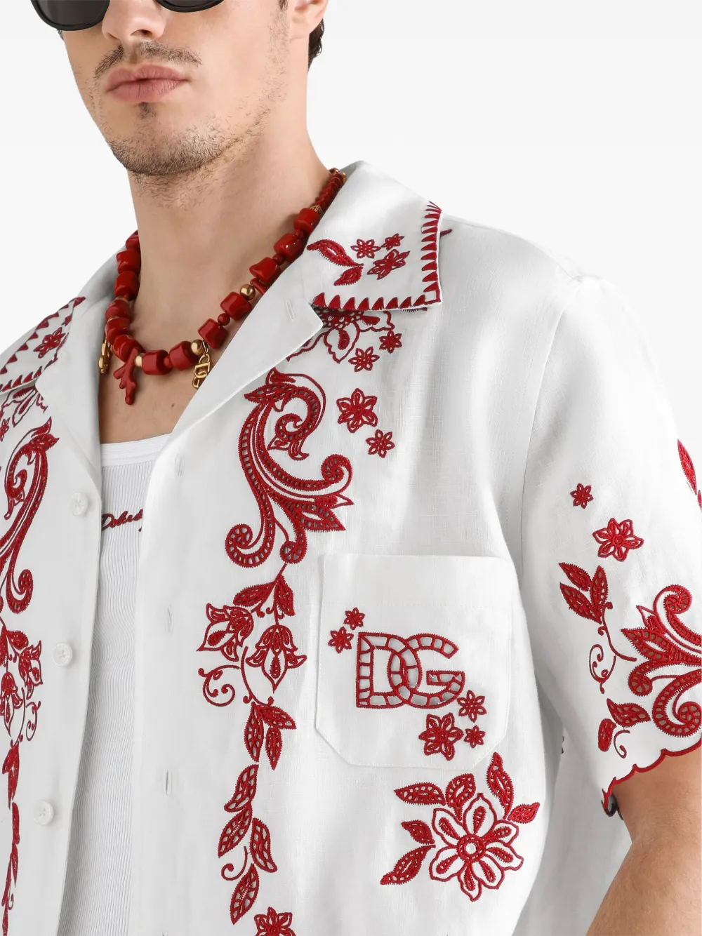 Dolce & Gabbana Linnen overhemd met uitgesneden details Wit