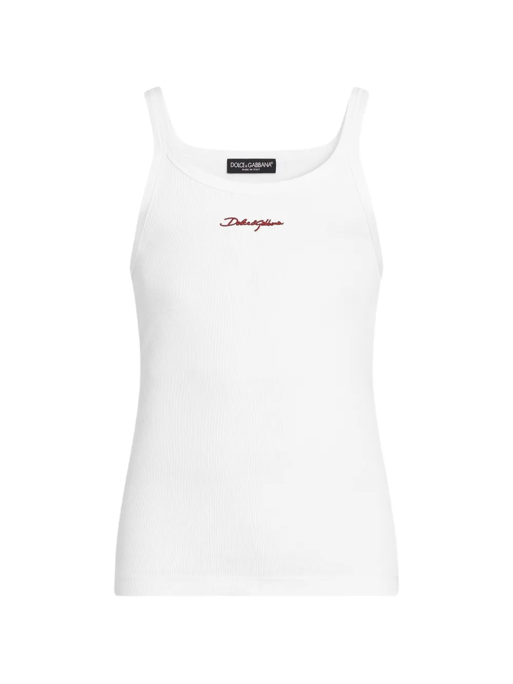 Dolce & Gabbana Canotta in cotone con ricamo DG - Bianco