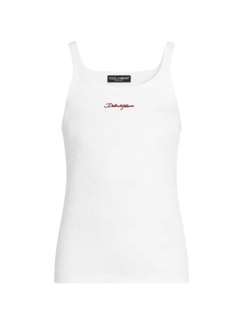 Dolce & Gabbana cotton tank top with dg embroidery