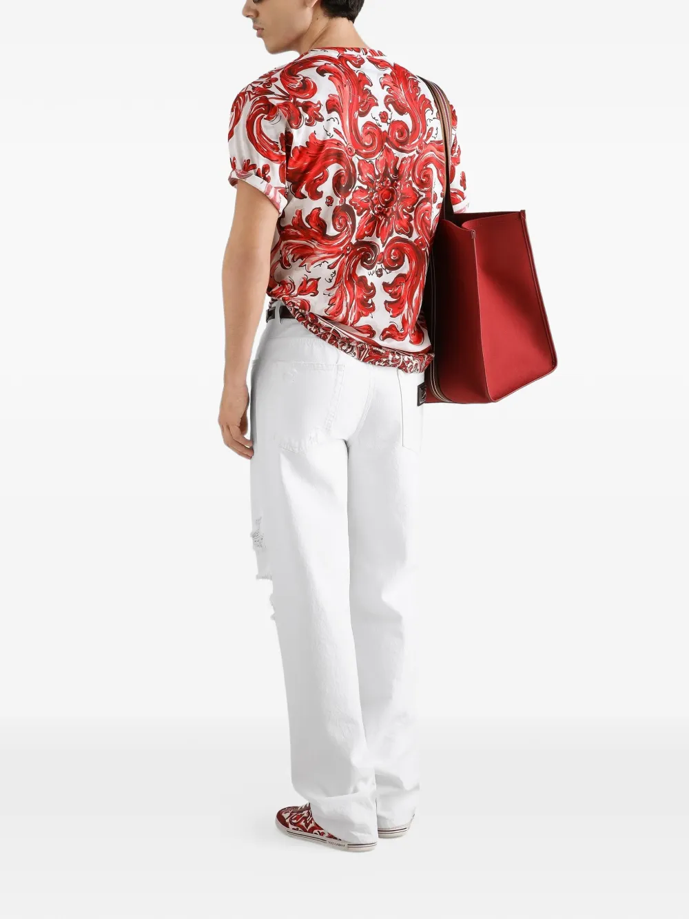 Dolce & Gabbana T-shirt met Majolica-print Rood