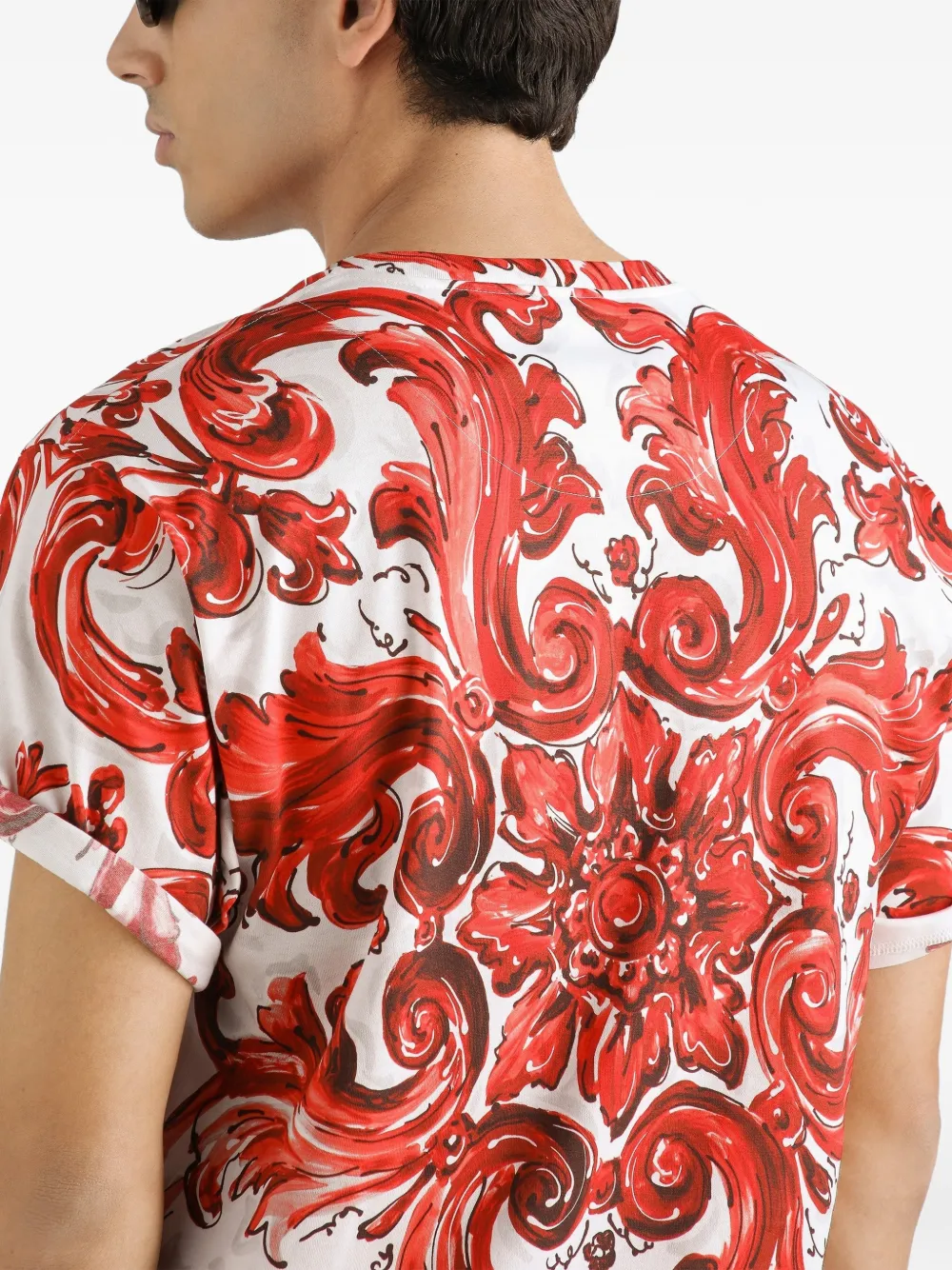 Dolce & Gabbana T-shirt met Majolica-print Rood