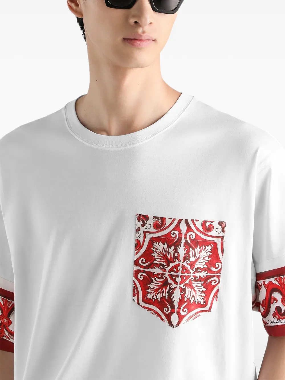 Dolce & Gabbana T-shirt met Majolica-print van katoen Wit