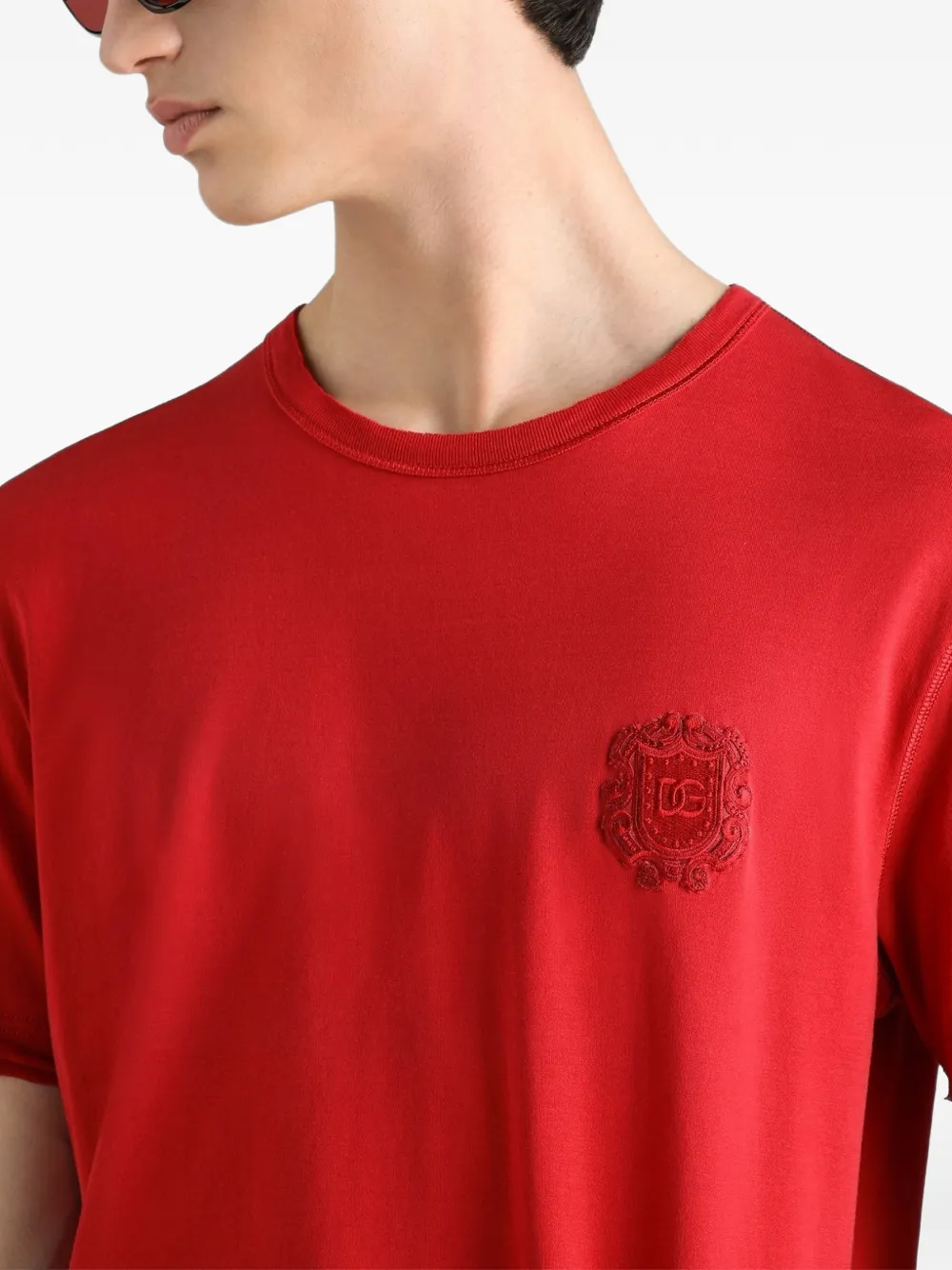 Dolce & Gabbana Katoenen T-shirt met patch Rood