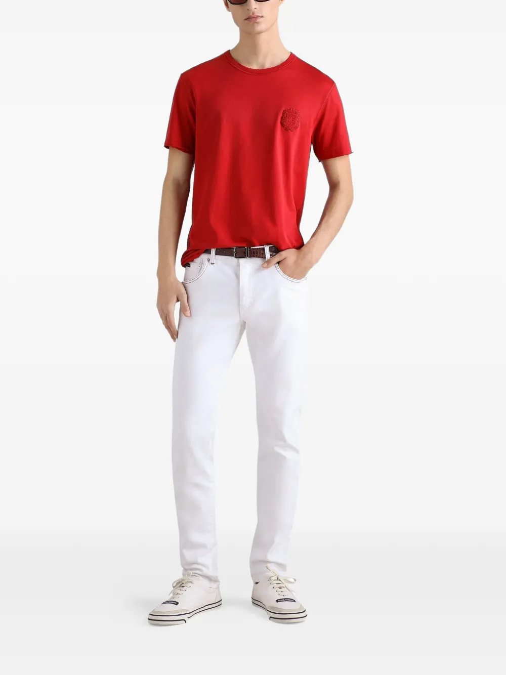 Dolce & Gabbana Katoenen T-shirt met patch Rood