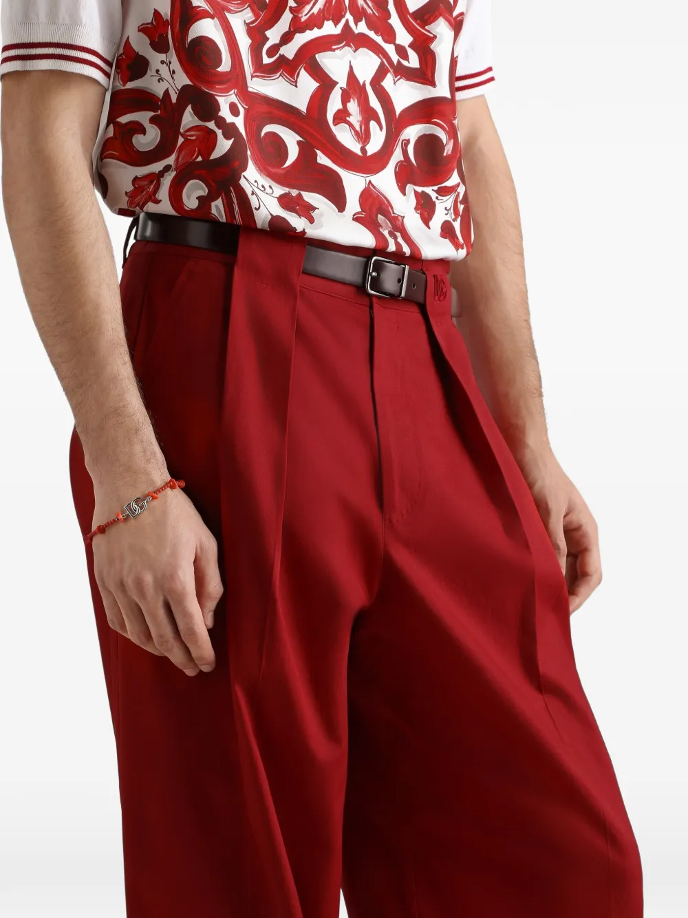 Dolce & Gabbana Stretch katoenen gabardine broek Rood