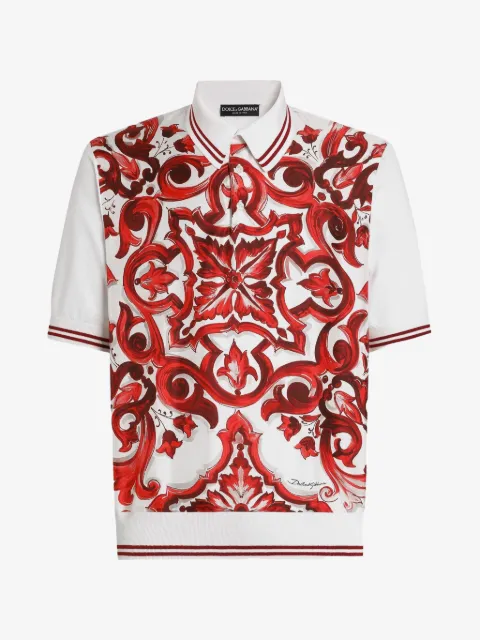 Dolce & Gabbana playera tipo polo de seda con estampado Mayólica