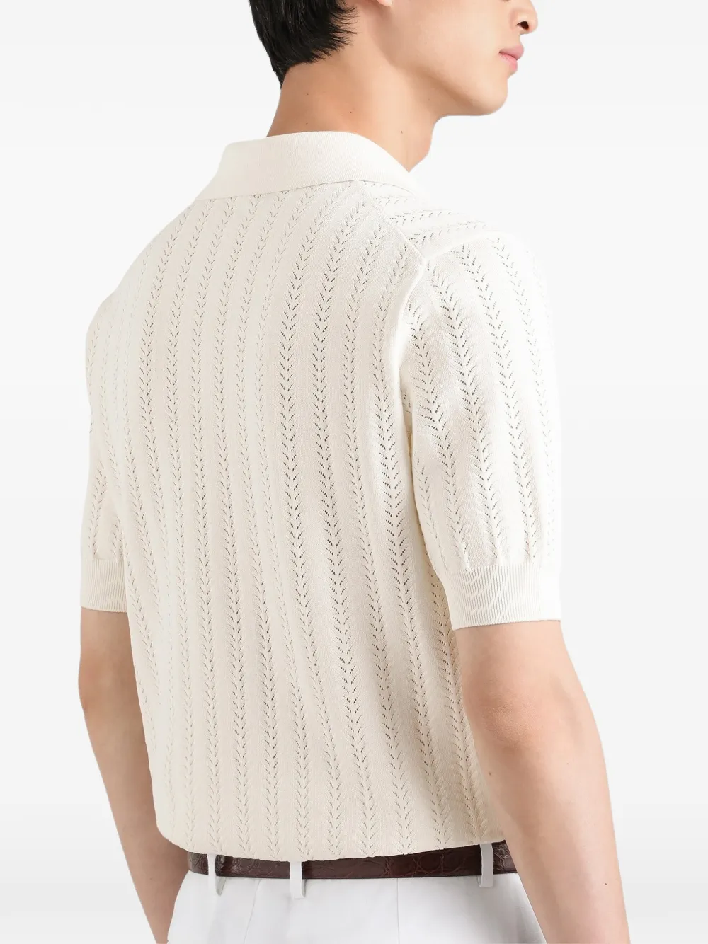 Dolce & Gabbana Poloshirt met geperforeerd katoenen Beige