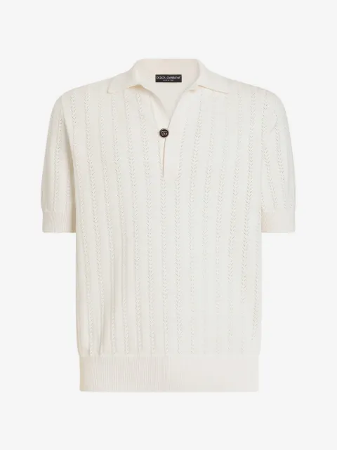 Dolce & Gabbana Poloshirt aus perforierter Baumwolle