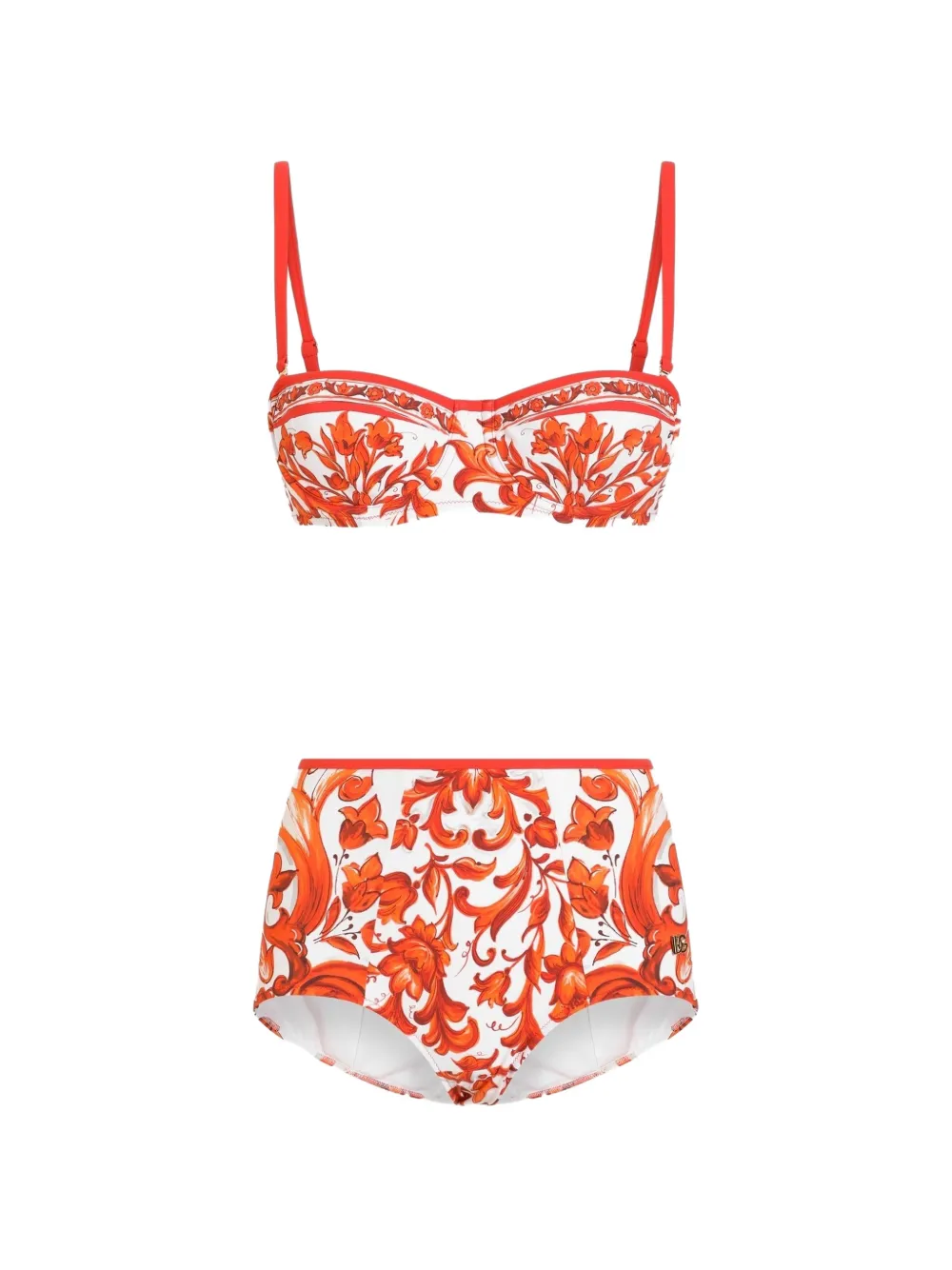 Dolce & Gabbana Set bikini con stampa maiolica - Arancione
