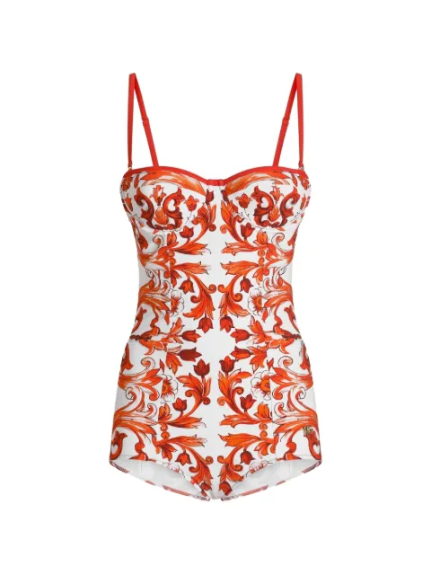 Dolce & Gabbana majolica-print one-piece swimsuit