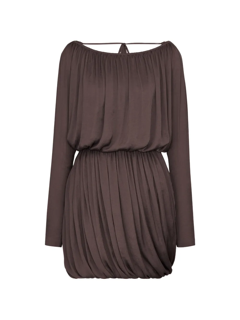 Saint Laurent Elastische midi-jurk met lange mouwen Bruin
