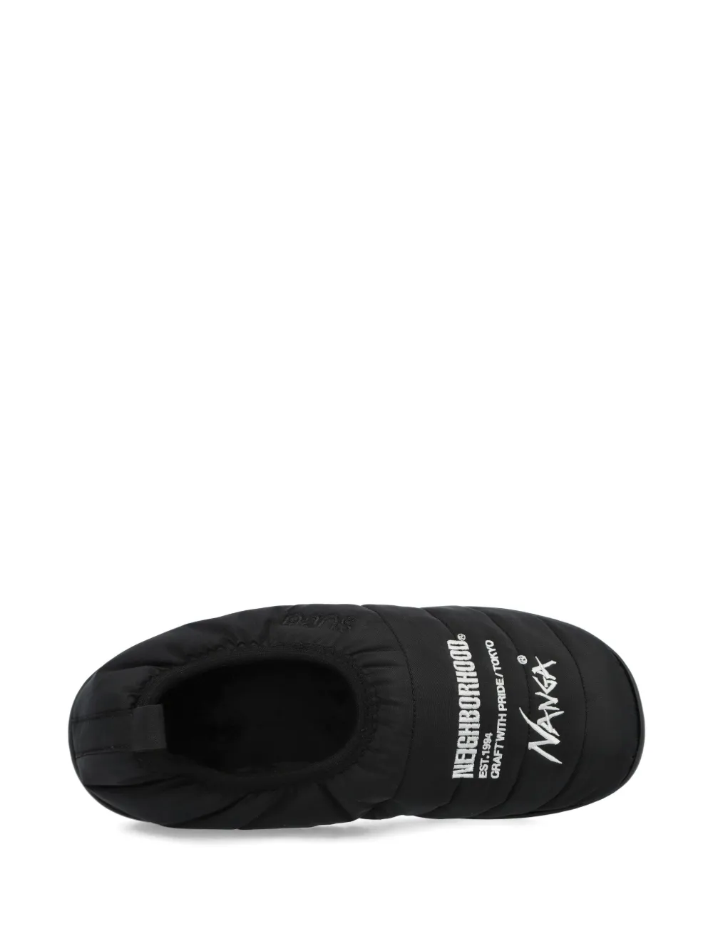 Neighborhood x Nanga x Subu Vamp gewatteerde slippers Zwart