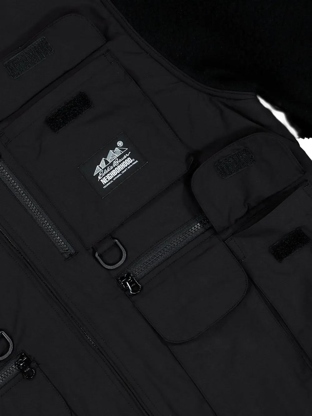 Neighborhood Fleece jack met klepzak Zwart