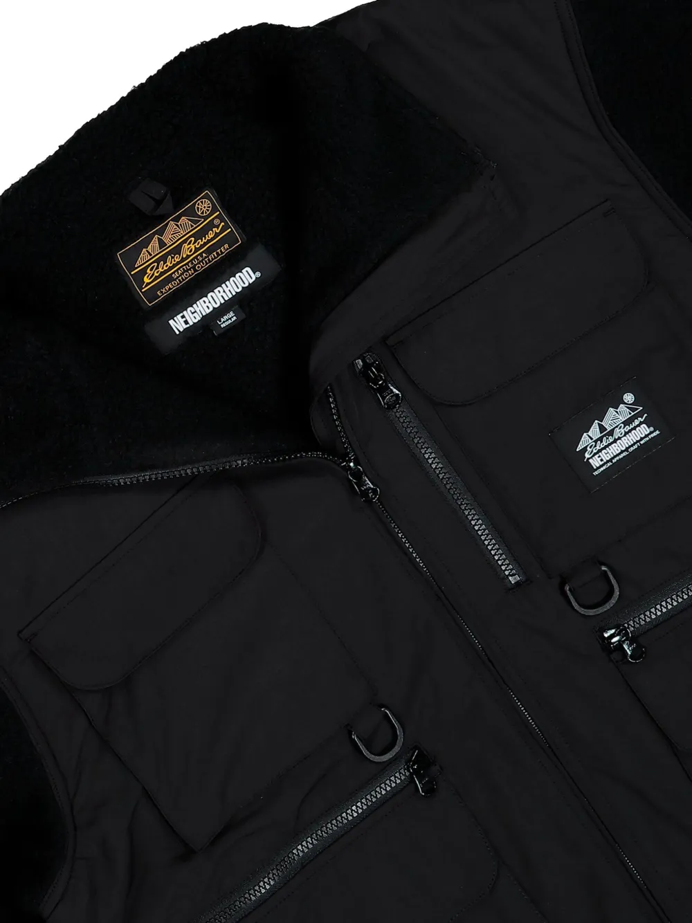 Neighborhood Fleece jack met klepzak Zwart