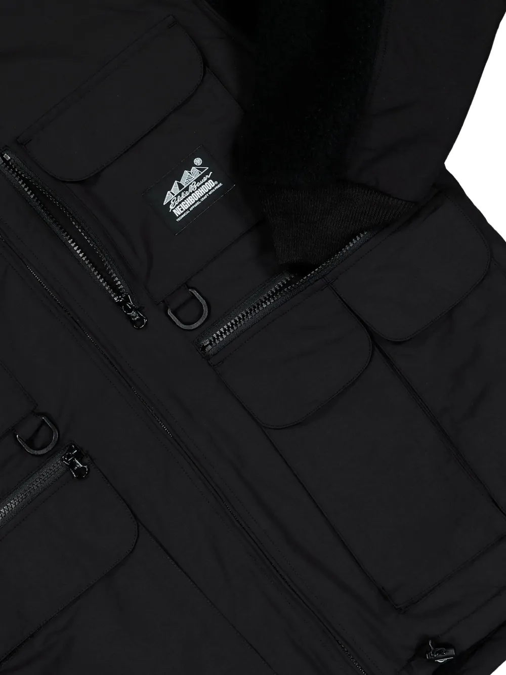 Neighborhood Fleece jack met klepzak Zwart