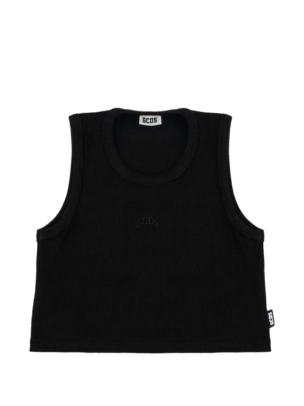 Gcds Kids crop ribbed tank top - Nero