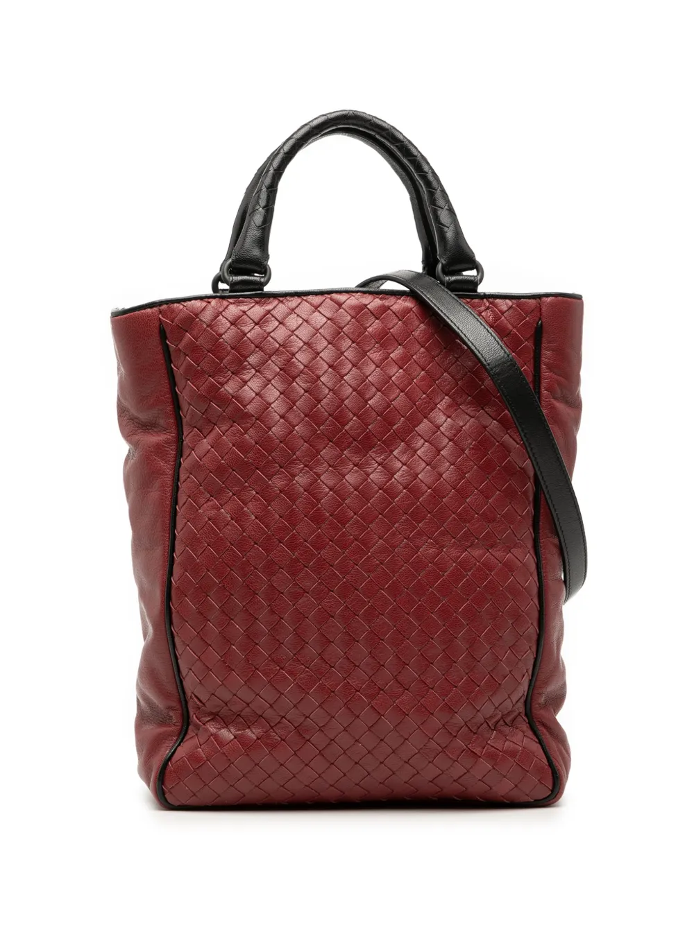 Bottega Veneta Pre-Owned 2008 Bicolor Nappa Intrecciato Vertical Convertible satchel - Rosso
