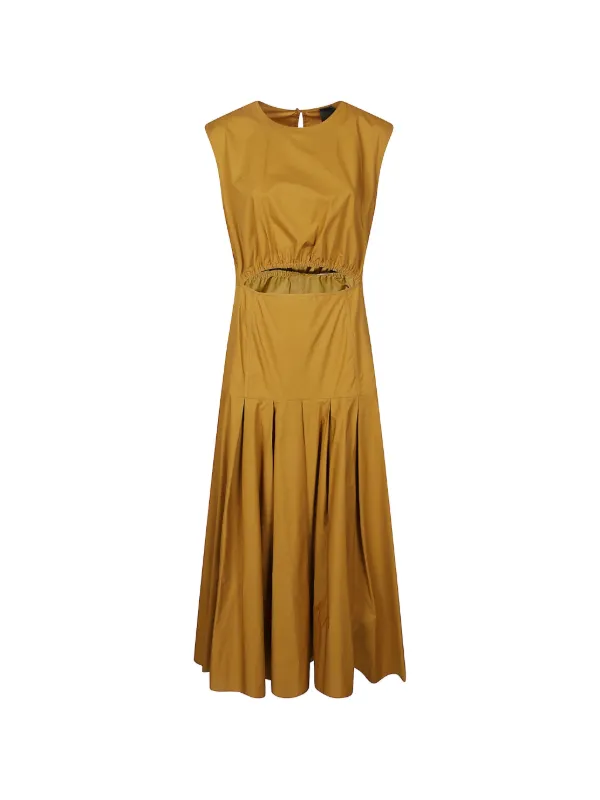 PINKO Midi cut-out Pleated Dress | Brown | FARFETCH GE