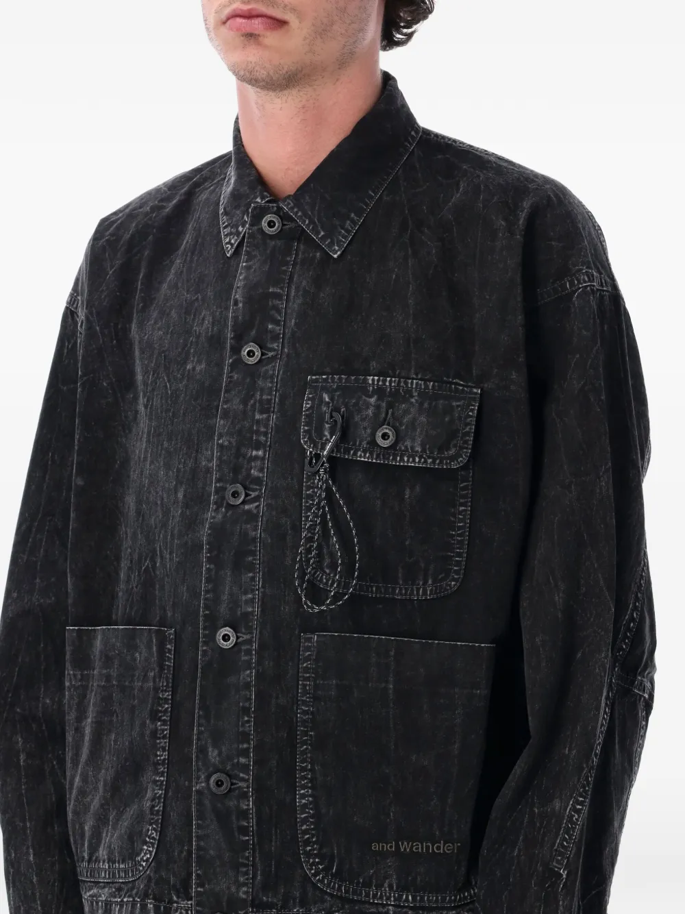  And Wander Chest-pocket Denim Jacket - Black 