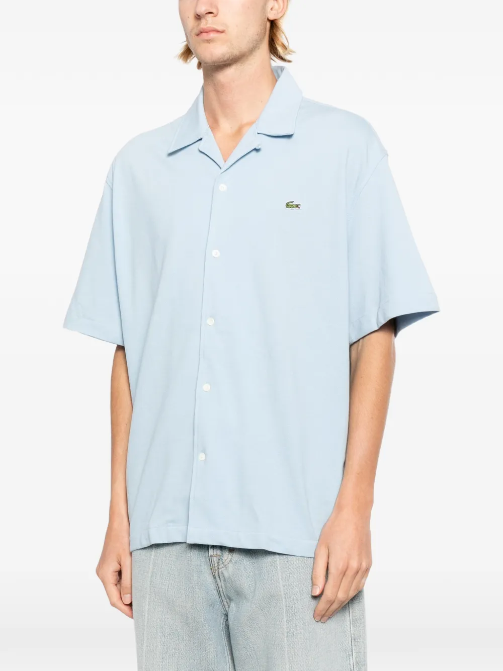 Lacoste Overhemd met geborduurd logo Blauw
