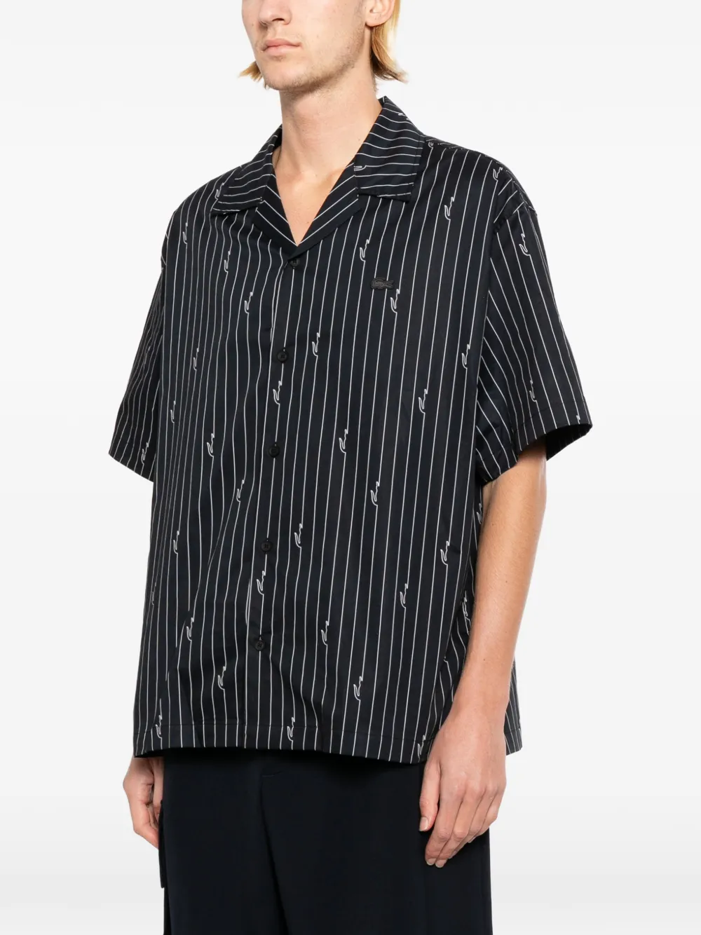 Lacoste Gestreept twill overhemd Blauw